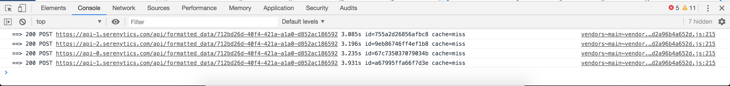 Example of queries where the cache was not used. The dashboard may be slow to load.