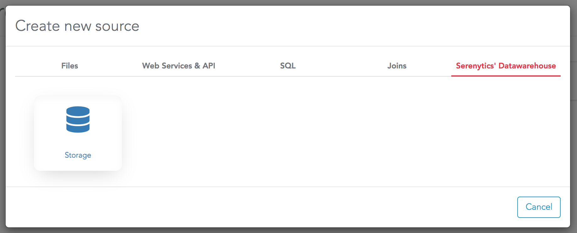 Storage creation (i.e. table in the internal Redshift datawarehouse)