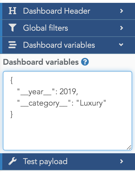 Define dashboard variables