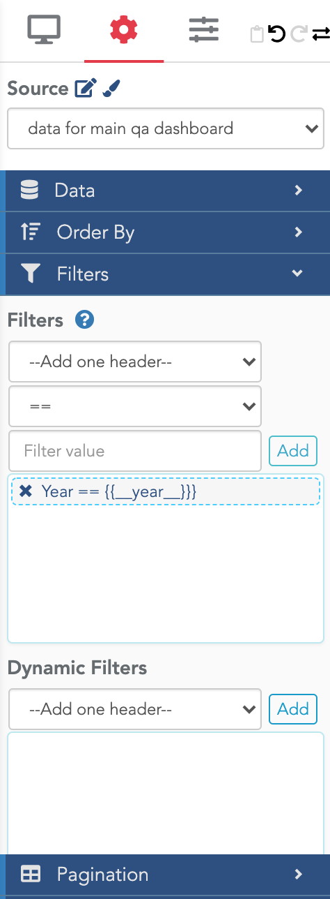 Use a variable in a widget filter