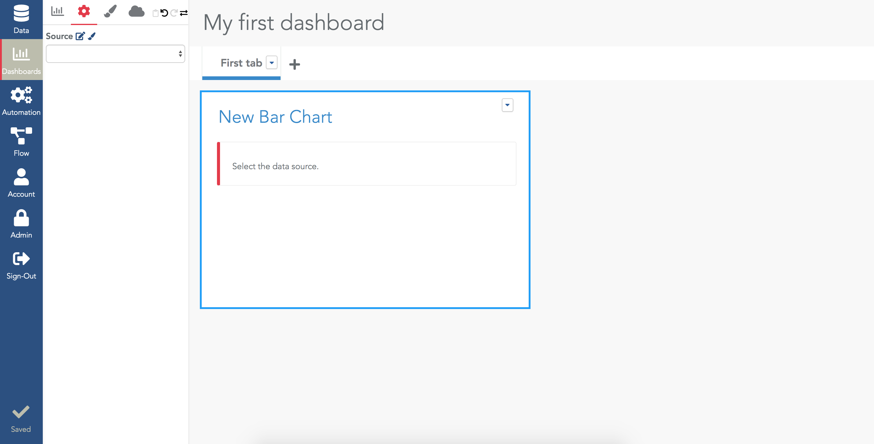 Empty barchart, requires a datasource to be selected