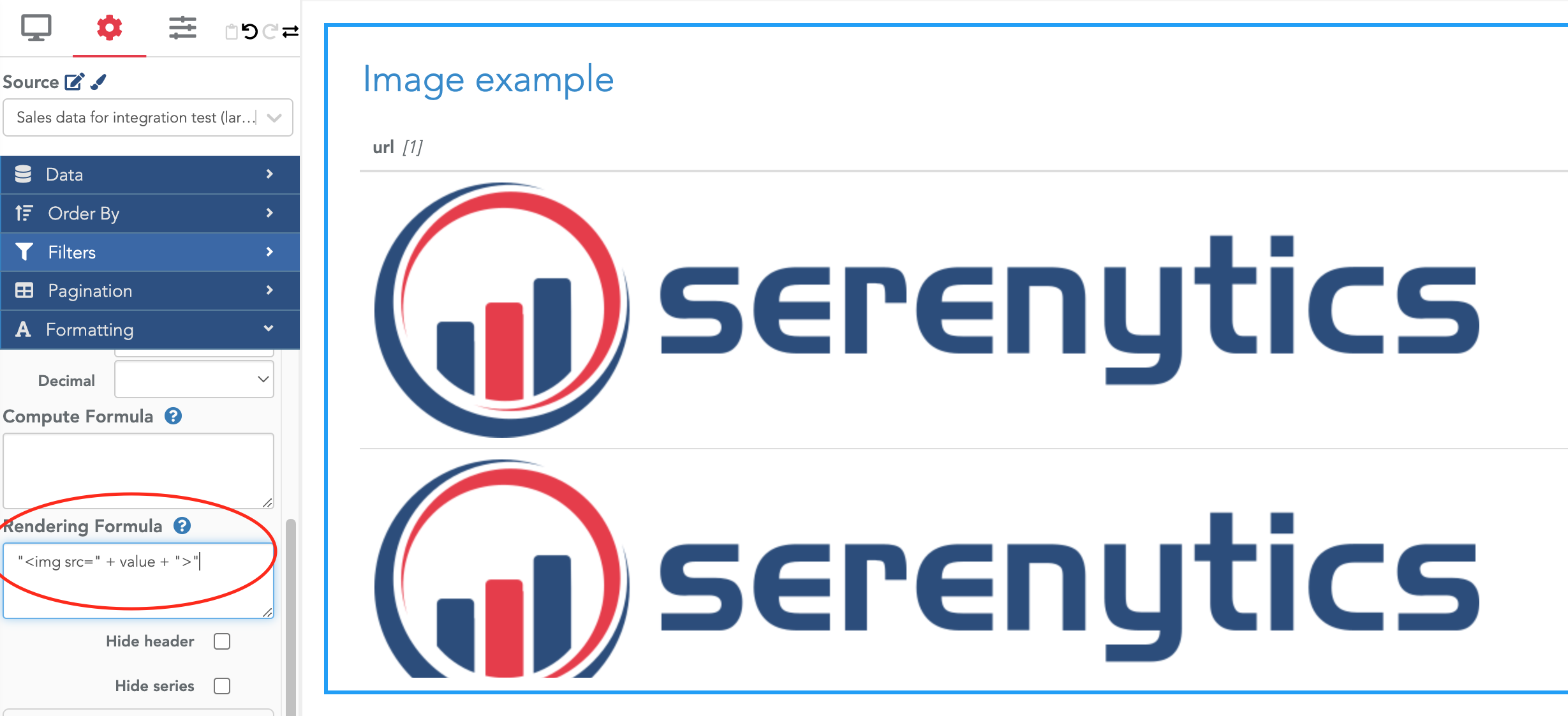 URLs in a table