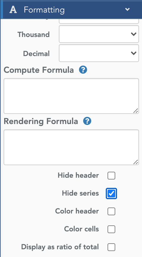 Hiding a column in a table