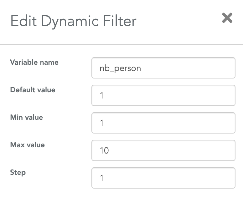 Configure the variable's name for the slider