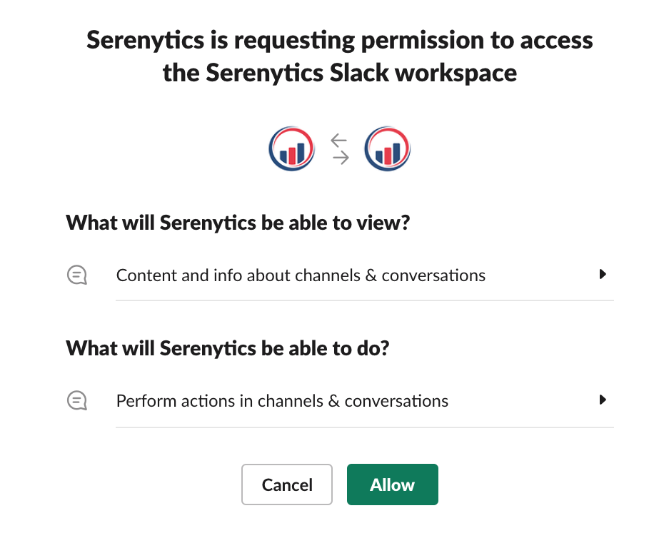 Slack Oauth dialog