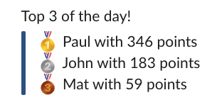 Top 3 message in Slack